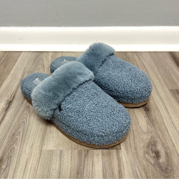 Koolaburra by Ugg Slippers Women’s 10 Peachee Blue Slip On Fuzzy Fleece - Picture 1 of 9